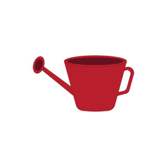 Red simple watering can vector illustration on white background. Gardening tool © Mzto