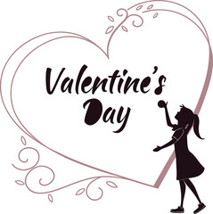 Happy illustration of a girl holding a heart with love and celebration design for greeting cards and holidays