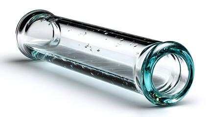 Empty clear glass test tube for science research experiments medical analysis isolated on white background