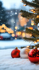 Cute Happy New Year Greeting Card with Adorable Characters and Festive Elements