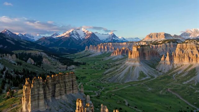 Panoramic view of the natural scenery of the mountains and rocks
