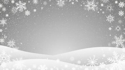 Snowfall over blurred background with sparkles and frosty effect