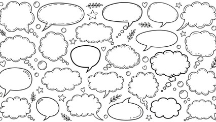Fototapeta premium Hand drawn speech bubbles and thought bubbles in a doodle style illustration 