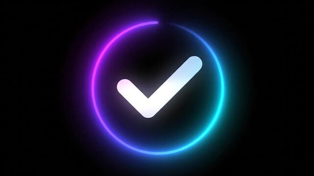 Neon Check Mark Animation - Modern Design for Success and Approval.