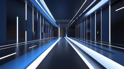 Abstract Corporate Depth Matrix with Layered Gradients, Dark Blue-Black Palette, and Invisible Spatial Geometry