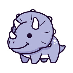 Cartoon Purple Triceratops Illustration