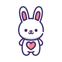 Obraz premium Adorable Cartoon Bunny with Heart Illustration