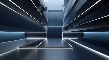 Cinematic Corporate Abstract Background with Layered Dark Blue and Charcoal Gradient Depth and Invisible Light Planes