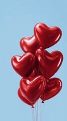 Romantic heart shape balloons floating for Valentine&rsquo;s Day .Postcard and banner website for Valentine's Day, wedding and romantic details.