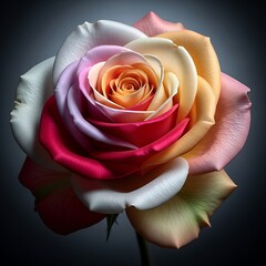 Colorful rose petals blend vibrant red pink yellow and white gradients delicate soft beauty