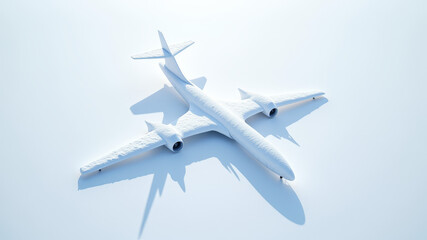 Three passenger airplanes flying above clouds in bright winter sky