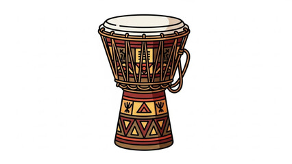 African Djembe Drum Isolated on White Background