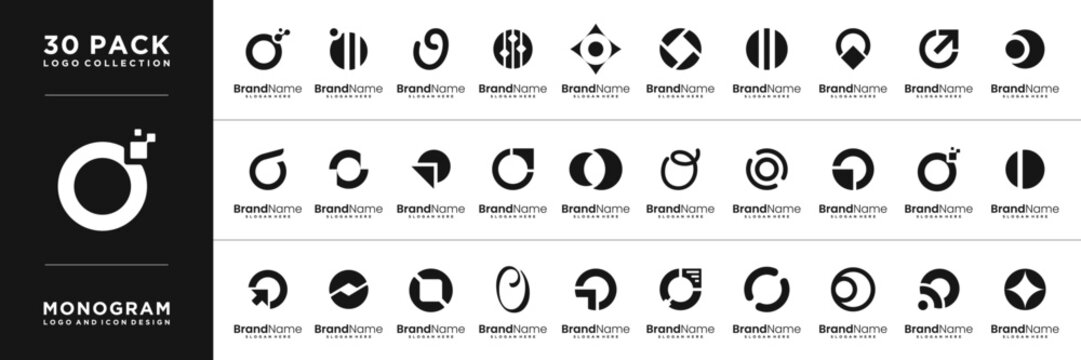 set of monogram letter o logo design modern inspiration