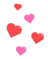 Floating Heart Shapes on white background. Doodle red Hearts. Valentine day. vector illustration