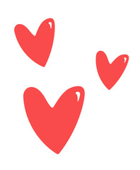 Floating Heart Shapes on white background. Doodle red Hearts. Valentine day. vector illustration