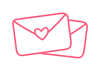 Red envelope with heart. love letter. Valentine day. vector illustration