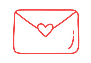 Red envelope with heart. love letter. Valentine day. vector illustration