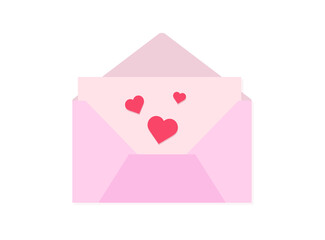 Red envelope with heart. love letter. Valentine day. vector illustration