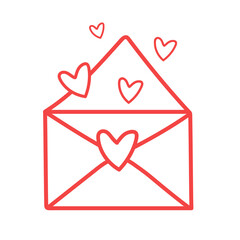 Red envelope with heart. love letter. Valentine day. vector illustration