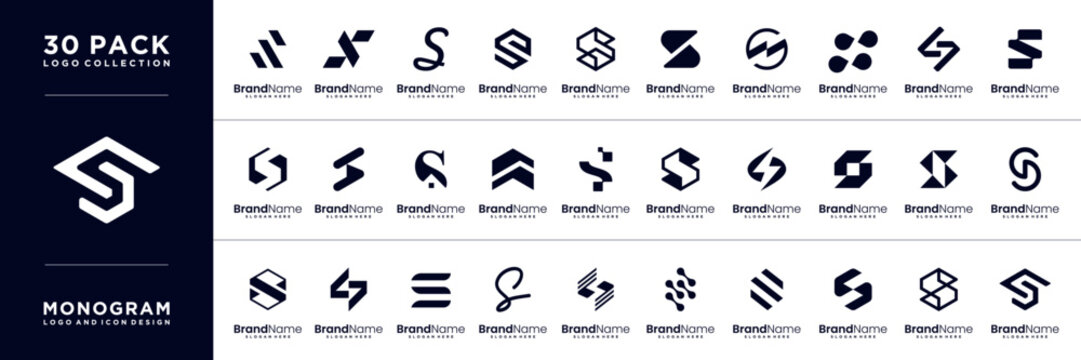 Collection of letter S initial logo icon design template. elegant, modern, luxury.
