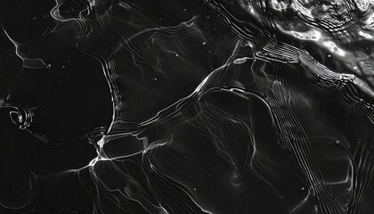 Black water caustic light, ripples, reflection, surface, contrast, texture, fluidity, motion, shimmer, pattern, highlights, shadows, abstract, liquid, luminous, dark, dynamic, undulating, glowing, nat