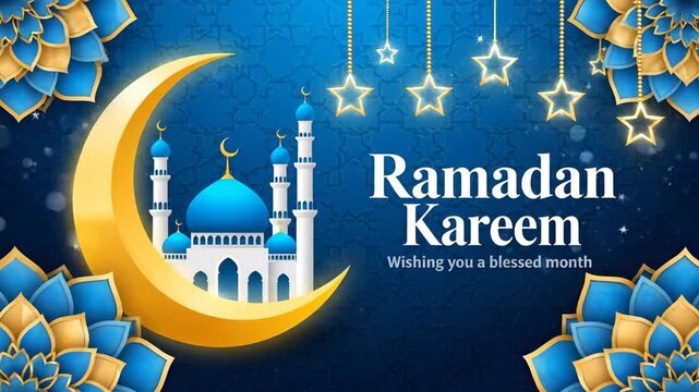 Ramadan Kareem Celebration Background Mosque Moon Stars