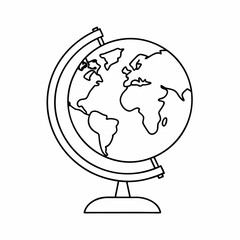 Globe Vector Icon &ndash; Clean Outline World Map Design