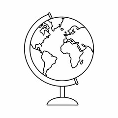 Globe Vector Icon &ndash; Clean Outline World Map Design