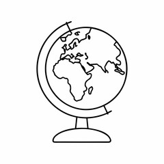 Globe Vector Icon &ndash; Clean Outline World Map Design