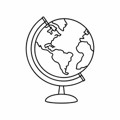 Globe Vector Icon &ndash; Clean Outline World Map Design