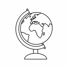 Globe Vector Icon &ndash; Clean Outline World Map Design