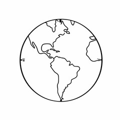 Globe Vector Icon &ndash; Clean Outline World Map Design