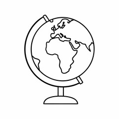 Globe Vector Icon &ndash; Clean Outline World Map Design