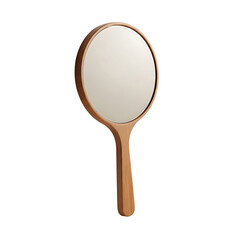 Oval Handheld Mirror with Wooden Handle