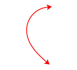 Red curved arrow showing direction change rotation flow and navigation concept design