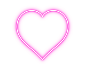Pink neon glowing heart love symbol