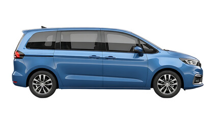 Blue minivan with sliding doors and tinted windows