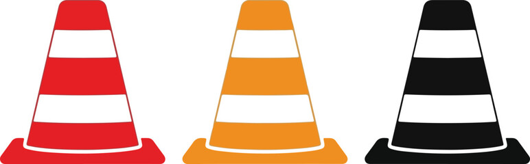 Traffic Cone vector icon collection.eps