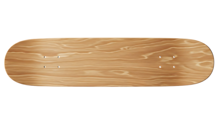 Light brown wooden skateboard on checkered background