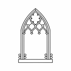 Gothic Window Frame Vector Outline