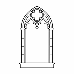 Gothic Window Frame Vector Outline
