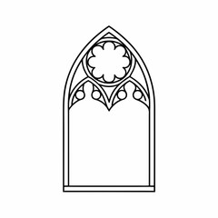 Gothic Window Frame Vector Outline