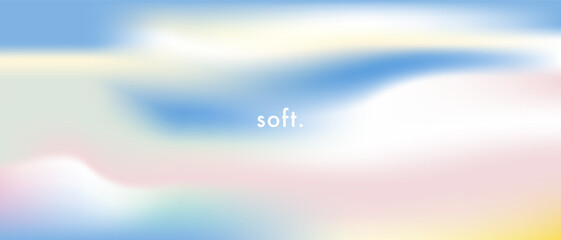 Abstract sky with pastel cirrus clouds. Light blue, pale pink, yellow color vector banner. Pastel fluffy sky pattern. Blurred light fuzz colorful gradient background. Vector soft horizontal backdrop