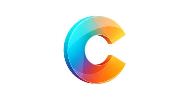 A colorful 3d letter c isolated on transparent background - Powered by Adobe