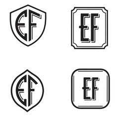 Obraz premium Monogram Logos with EF Letters in Shield, Square, and Oval Shapes