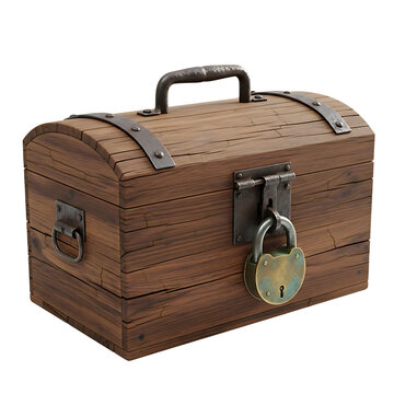 Antique Wooden Treasure Chest with Padlock