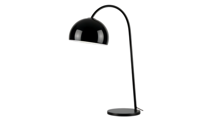 Black modern table lamp with arched neck