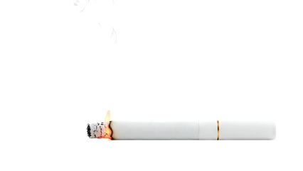 Lit cigarette on transparent background