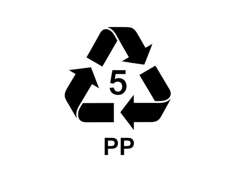 Recycling symbol for polypropylene labeled with number 5