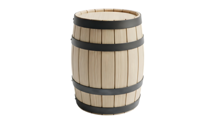 Wooden barrel with black metal hoops